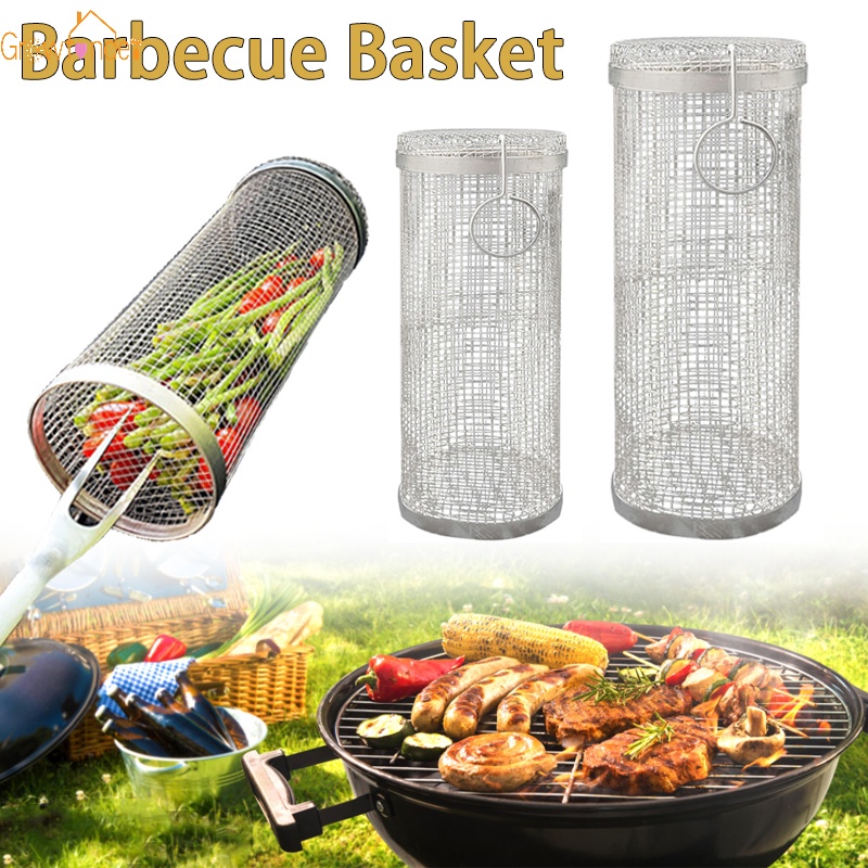 Vỉ Nướng BBQ Hình Trụ Bằng Thép Không Gỉ Tiện Dụng Cho Cắm Trại / Dã Ngoại