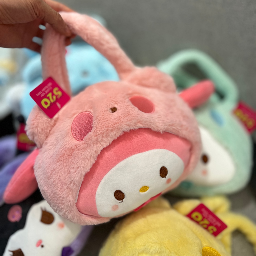 Túi Xách Đeo Vai Nhồi Bông Mềm In Hoạt Hình Kuromi Melody Dễ Thương