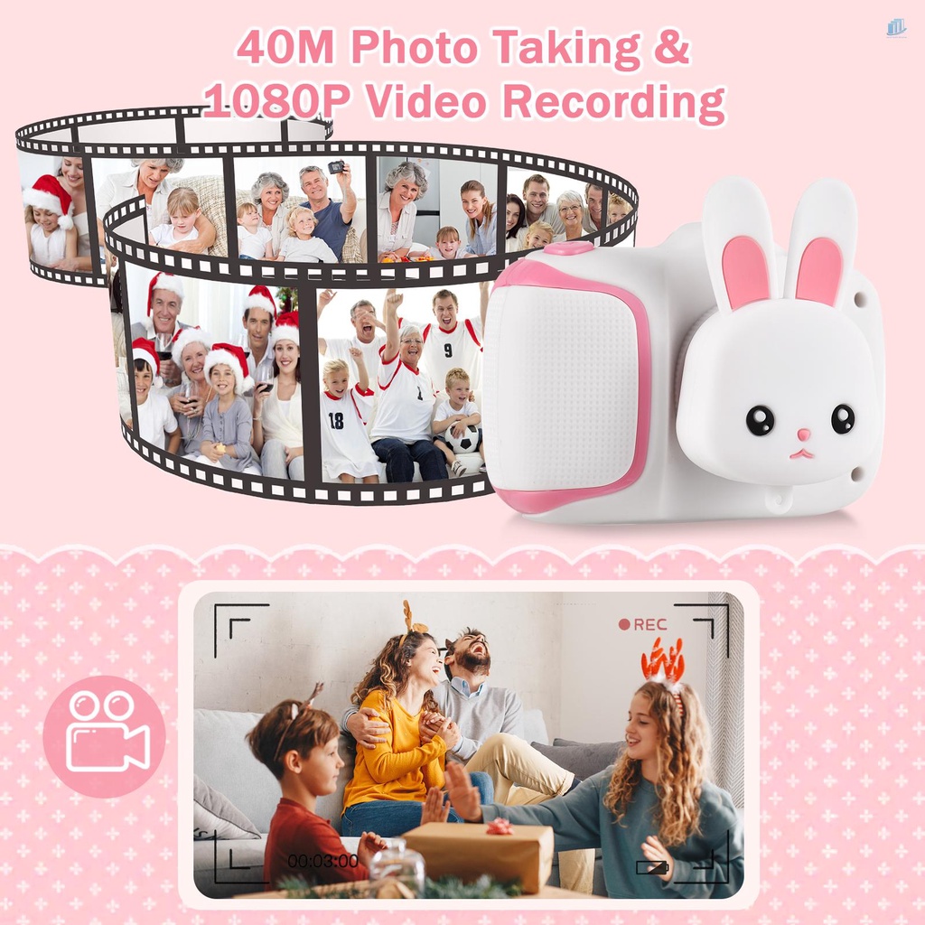 Máy Ảnh Kỹ Thuật Số Mini 1080P Màn Hình 2.0 Inch IPS 4X Zoom Kèm Khung Ảnh Vui Nhộn Cho Bé