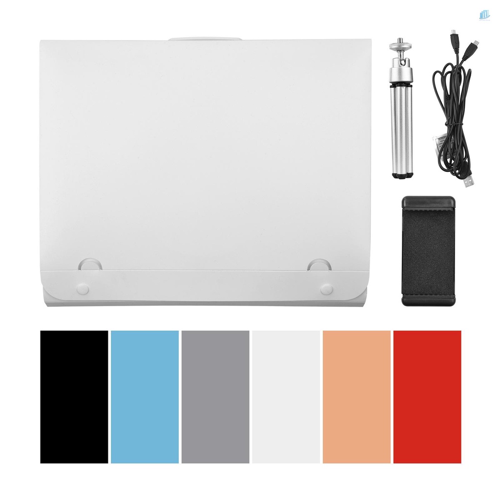 Hộp Đèn Chụp Ảnh Mini Andoer 40cm / 15.7inch 10W 5500K Với 6 Màu Có Kẹp Gắn Điện Thoại / Máy Tính Để Bàn
