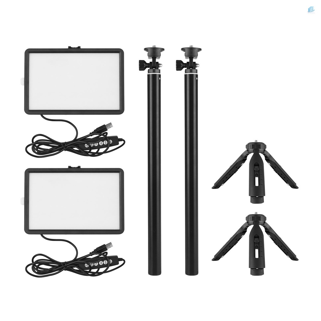 Bộ Đèn LED Video RGB Andoer Di Động 2 * 7 Màu 3200K-5600K 10 Cấp Độ Sáng + Gậy Ba Chân Max.148cm / 58in