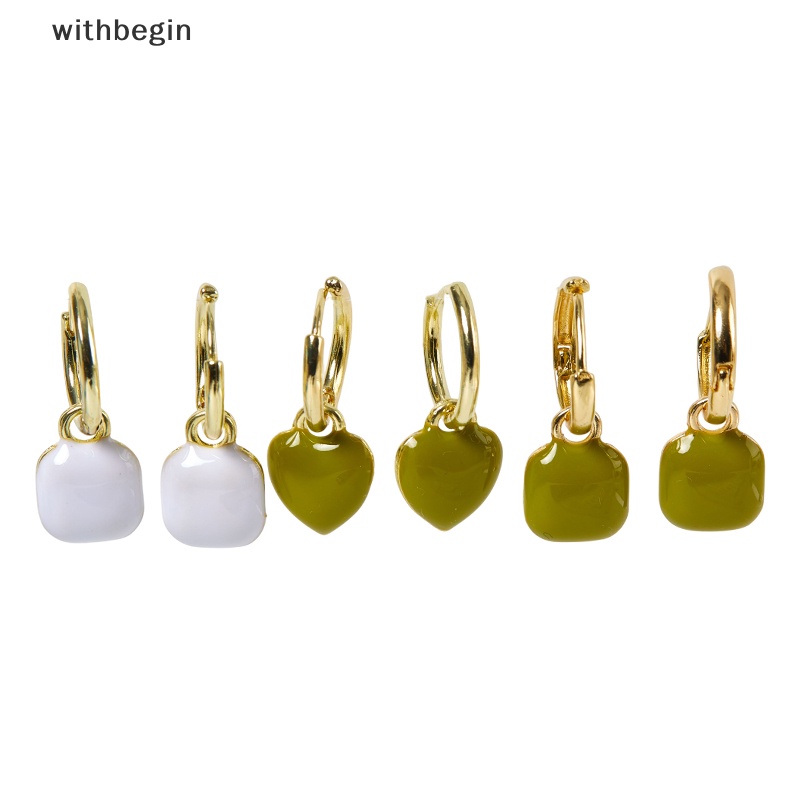 1 Đôi Bông Tai Hình Vuông / Trái Tim Phong Cách Pháp Cổ Điển Thời Trang Cho Nữ