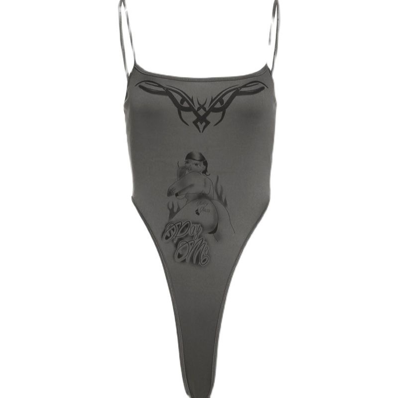 [F &amp; X] Áo Hai Dây Dáng Ngắn In Hình Cô Gái Nóng Bỏng Phong Cách Retro Đường Phố Cá Tính