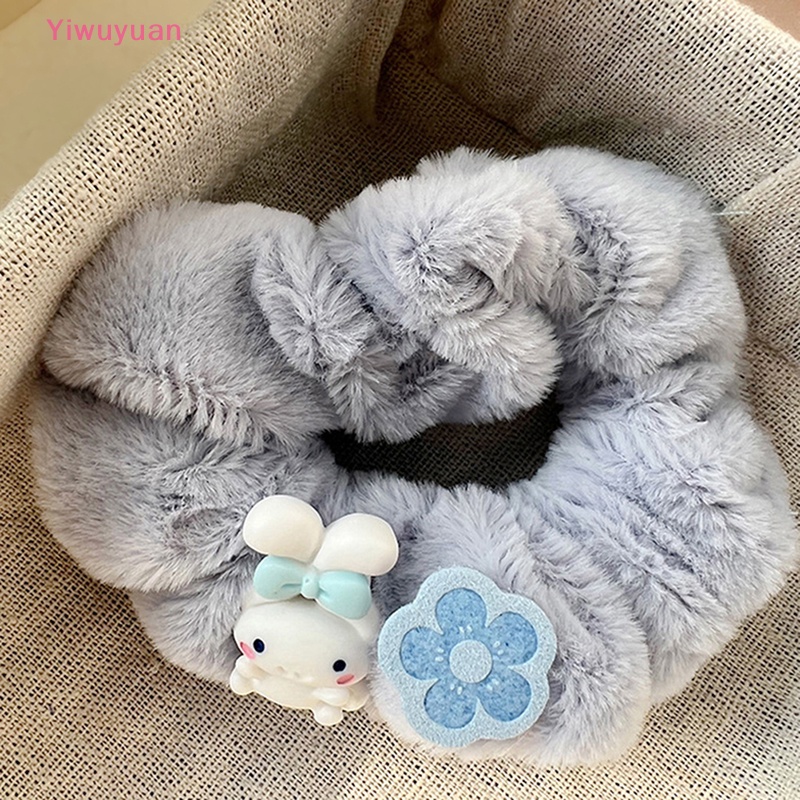 < Yiwuyuan > Dây Buộc Tóc Đính Lông Xù Mềm Mại Hình Chú Chó Tai To Handmade Mùa Đông Dành Cho Bạn Gái