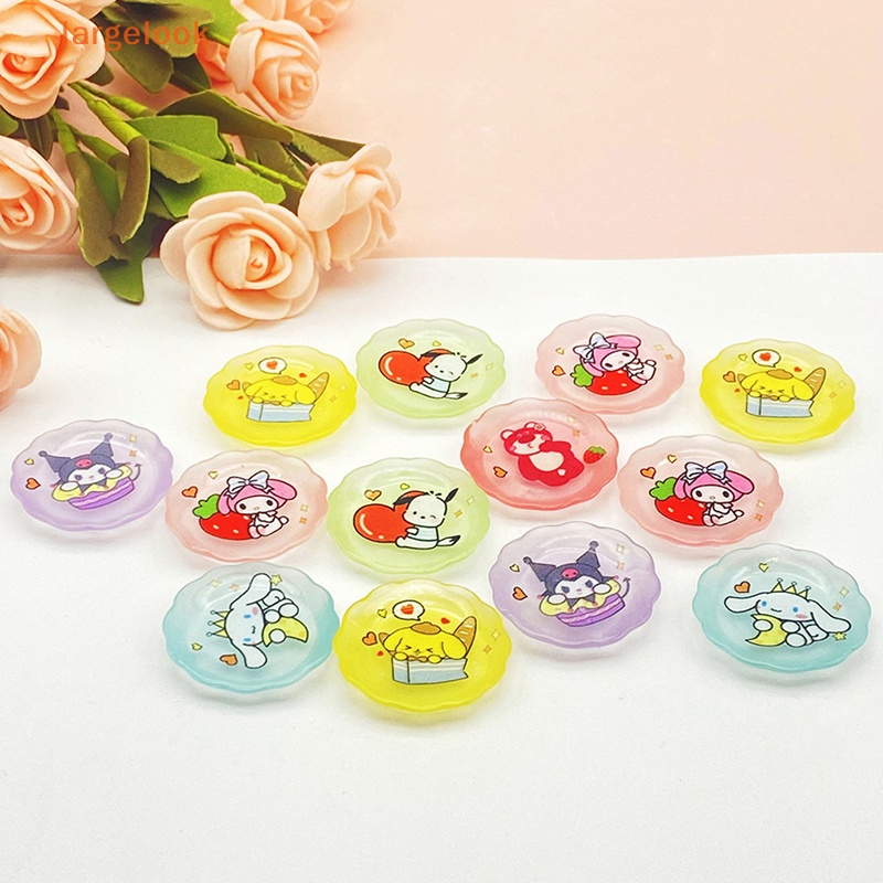 Set 5 Đĩa Nhựa Dạ Quang Dùng Làm Trang Sức / Trang Trí Điện Thoại Hình Hoạt Hình DIY