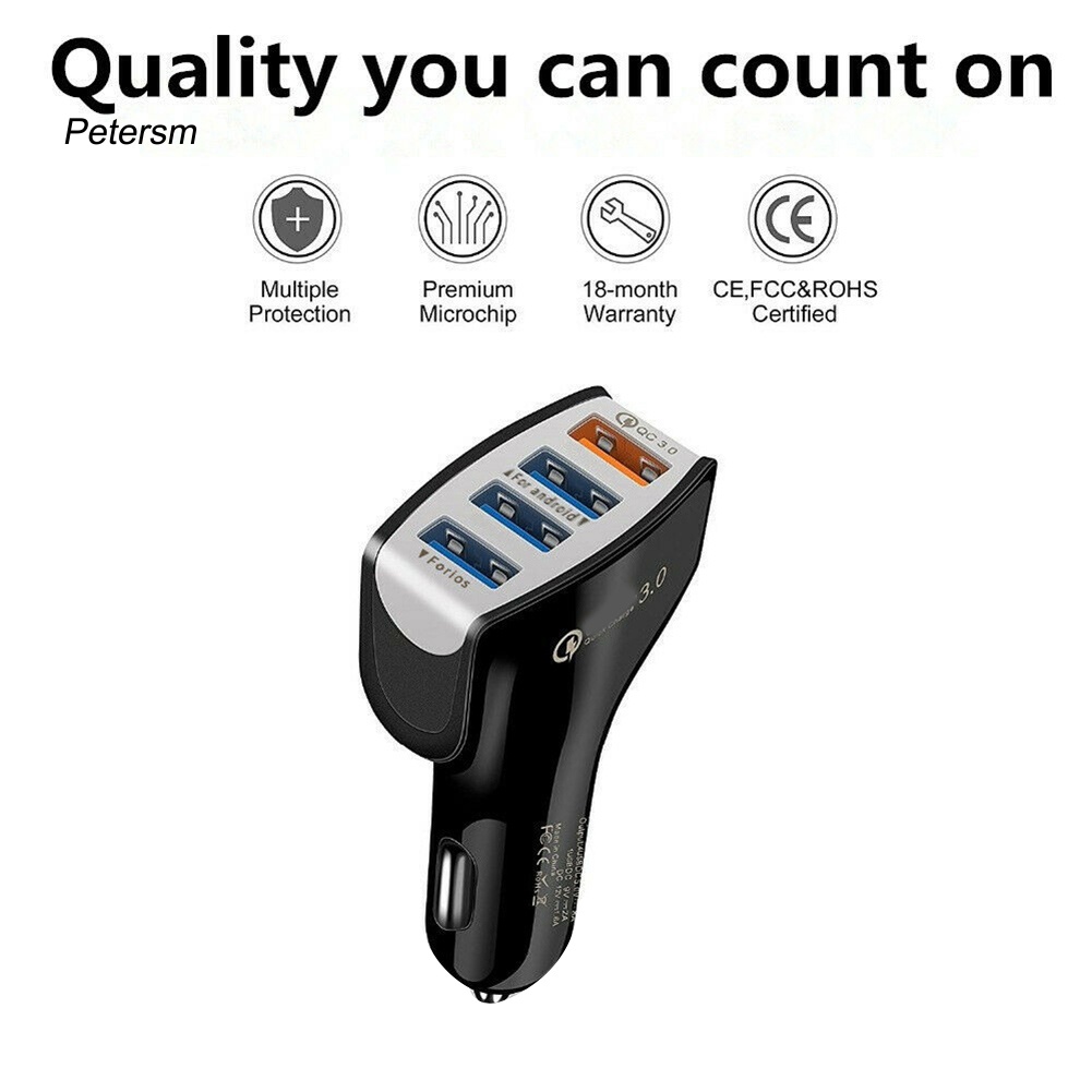 Bộ Sạc Điện Thoại Nhanh 4 Cổng USB QC3.0 Cho Xe Hơi