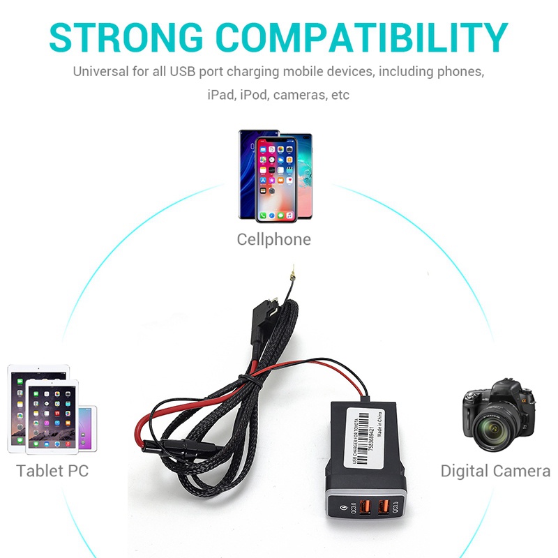 Bộ Sạc Nhanh USB 3.0 12-24V Có Đèn LED Chuyên Dụng Cho Xe Hơi Toyota