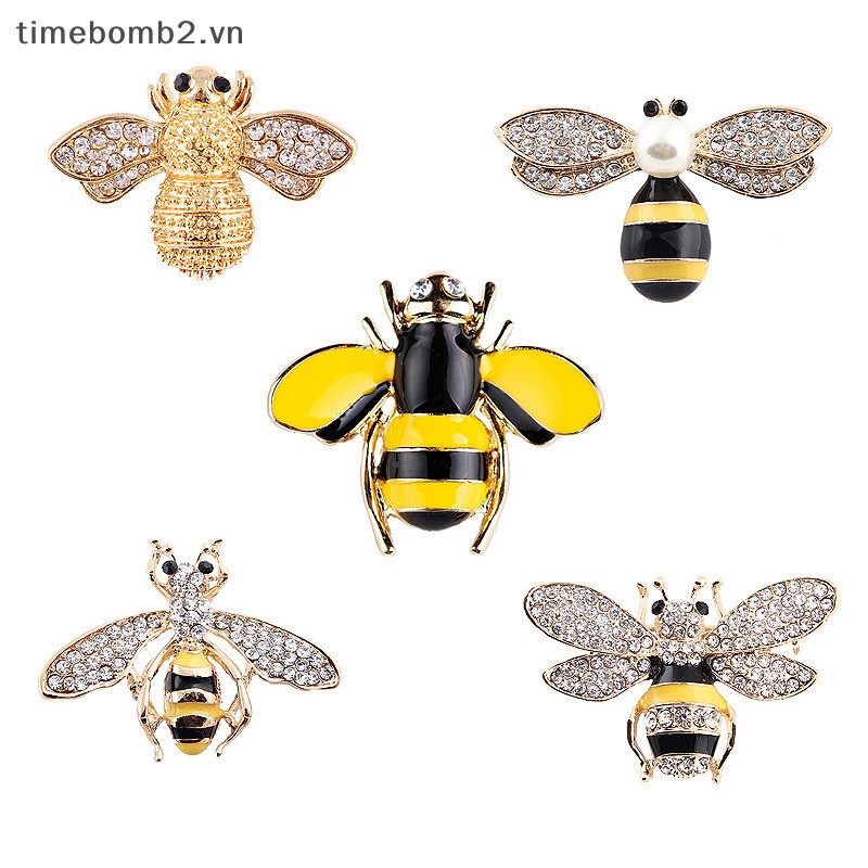 {Timebomb} Ghim Cài Áo Hình Ong Pha Lê Tráng Men Thanh Lịch Thời Trang