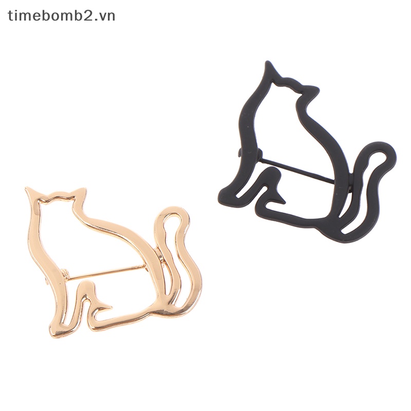 {Timebomb} Ghim Cài Áo Sweater / Khăn Choàng Hình Mèo Nhỏ Khoét Rỗng Dễ Thương Cá Tính Cho Nữ