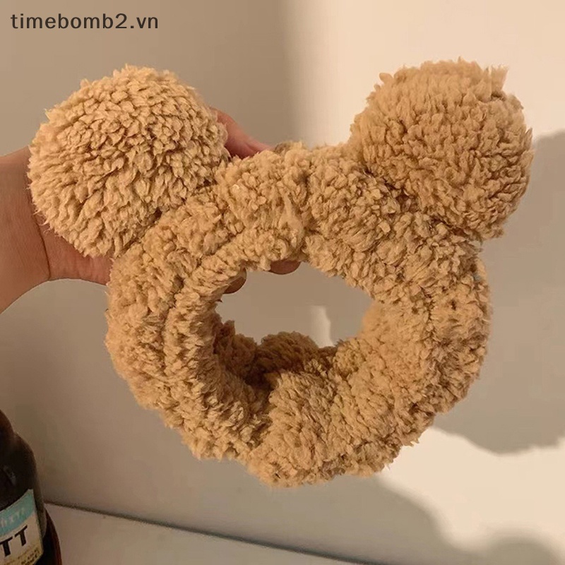 {Timebomb} Băng Đô Nhung Hình Tai Gấu Dễ Thương Co Giãn Dành Cho Trang Điểm Rửa Mặt / Trang Điểm