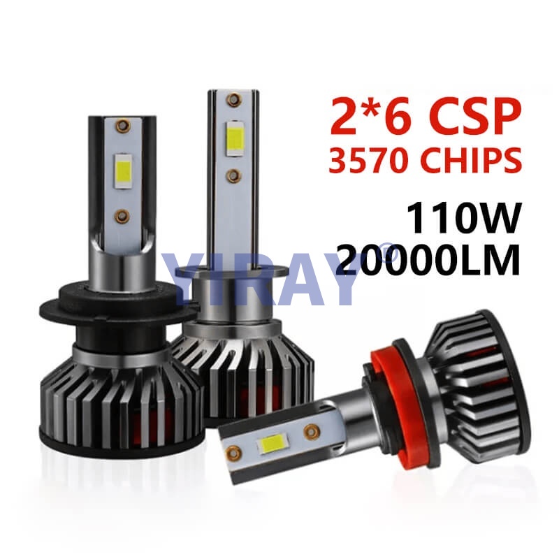 Bộ 2 Đèn Pha LED 3570 CSP 110W 20000LM H4 H7 H1 H8 H9 H11 9005 HB3 9006 HB4 6000k 12v 24v Dành Cho Ô Tô