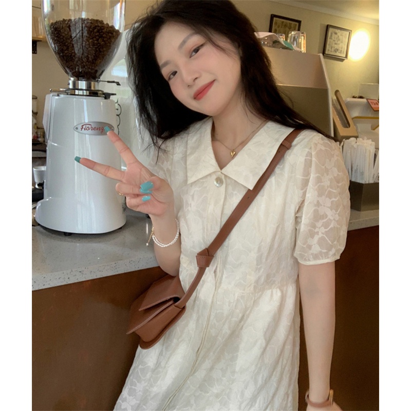 Đầm Hoa Tay Phồng Cổ Búp Bê Thời Trang Retro Xinh Xắn Cho Nữ
