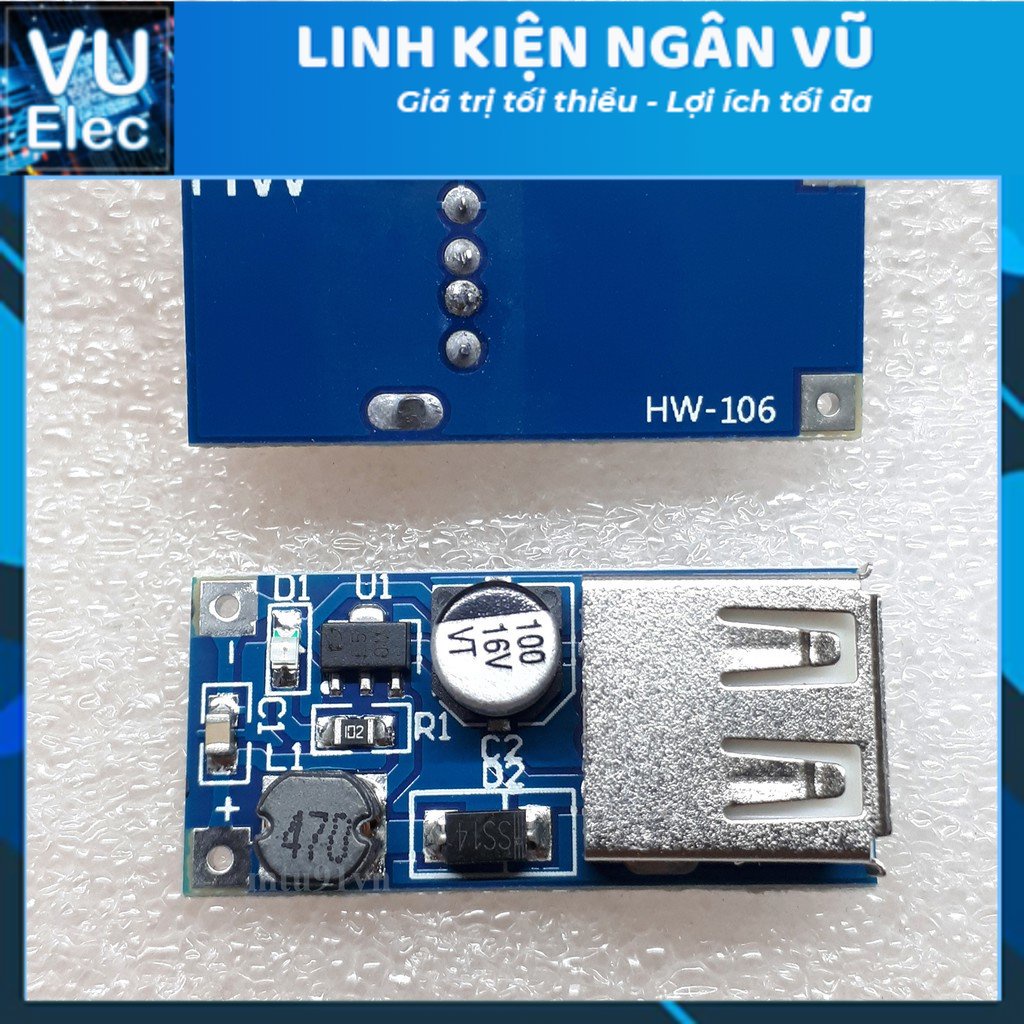 Mạch Tăng Áp 0.9~5V lên 5VDC - 600mA tích hợp Cổng USB - Chế sạc dự phòng