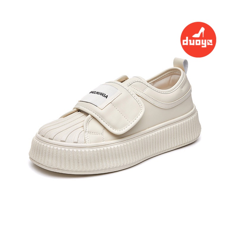 Duoya Giày Thể Thao Bánh Mì Bằng Da Mềm Quai Dán Dày Dặn Dễ Phối Đồ Cho Nữ