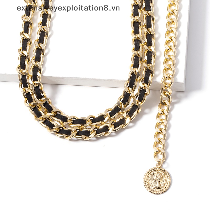 Dây Thắt Lưng Nhiều Lớp Đính Tua Rua Phong Cách Cổ Điển Cho Nữ