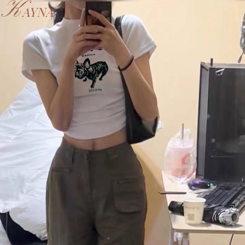 Áo Thun Lửng Ngắn Tay Màu Trắng Thời Trang Nữ Tính