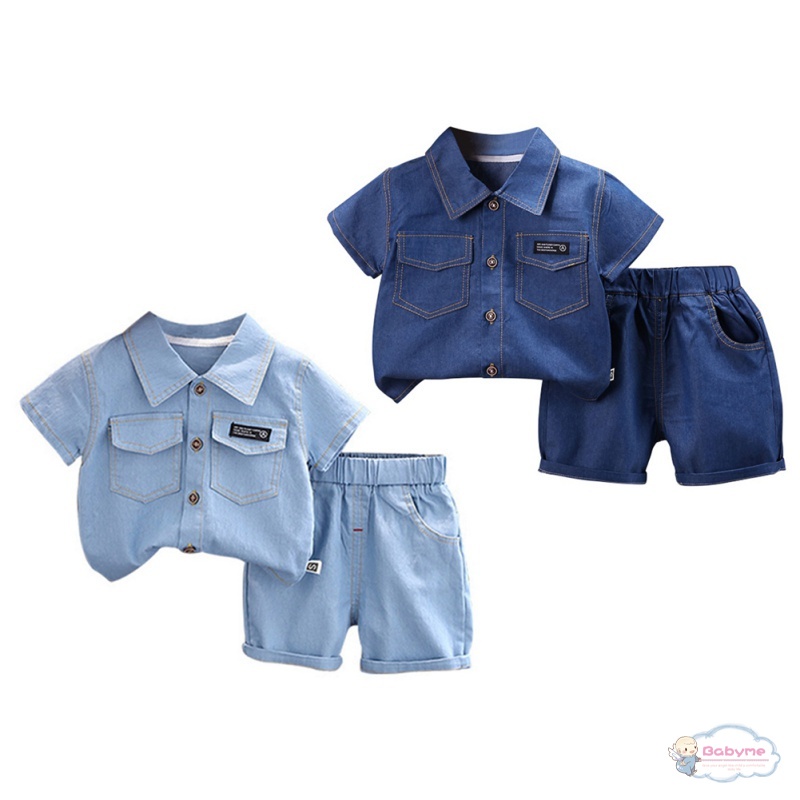 Set Đồ Mùa Hè 2 Món Gồm Áo Sơ Mi Denim Đa Năng + Quần Ngắn Thoải Mái Chất Lượng Cao Phong Cách Hàn Quốc Cho