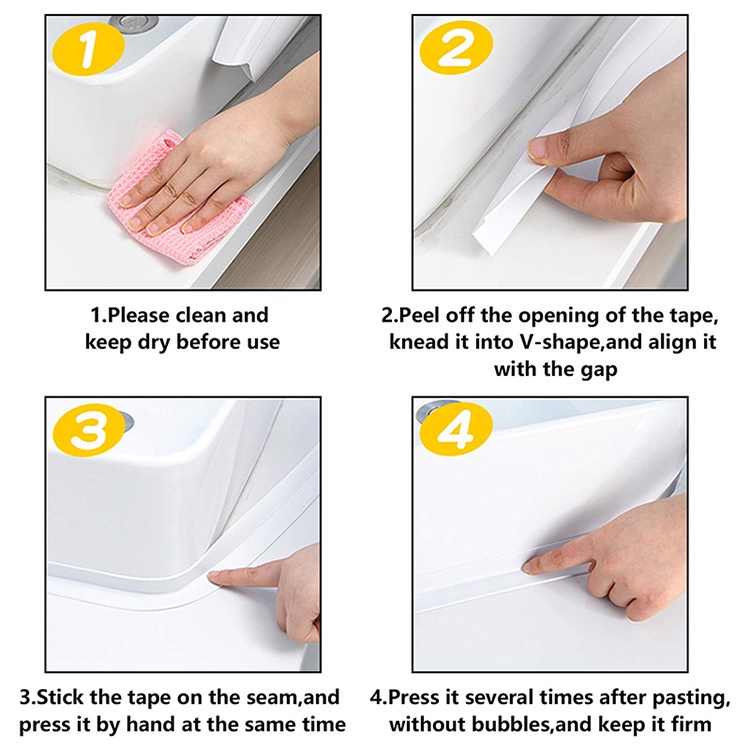 Cuộn Băng Keo PVC Tự Dính Chống Nước Dán Viền Bồn Rửa Nhà Bếp Nhà Tắm