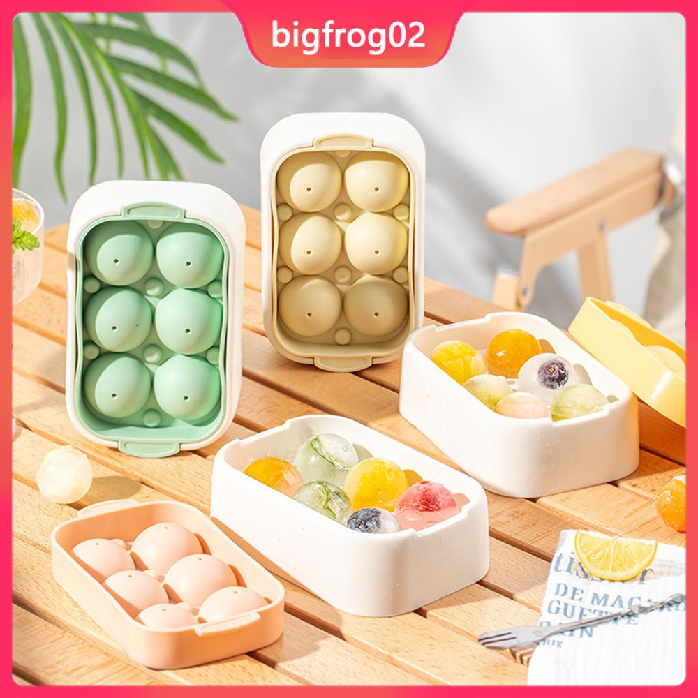 Khuôn Làm Đá Hình Tròn 6 Ngăn Bằng Silicone Kèm Băng Keo Dán Tiện Dụng