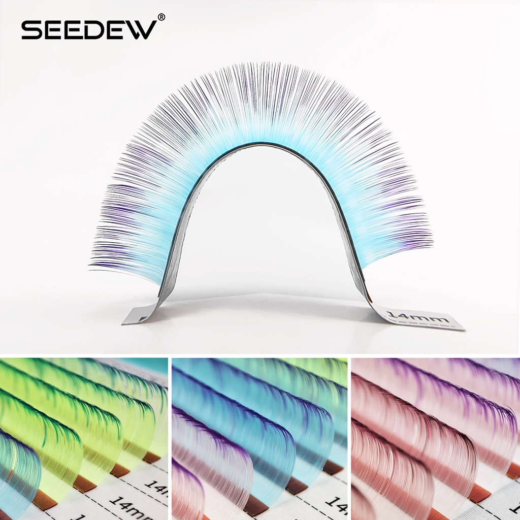 NAGARAKU SEEDEW Lông Mi Màu Sáng Gradient Mi Classic Mix Màu ĐỘ CONG C/D Độ Dày 0.07, Độ Dài 8-15mm Lông Mi Màu Gradient Đậm Xanh Da Trờicolor Xanh lá cây Đỏ Màu Tím