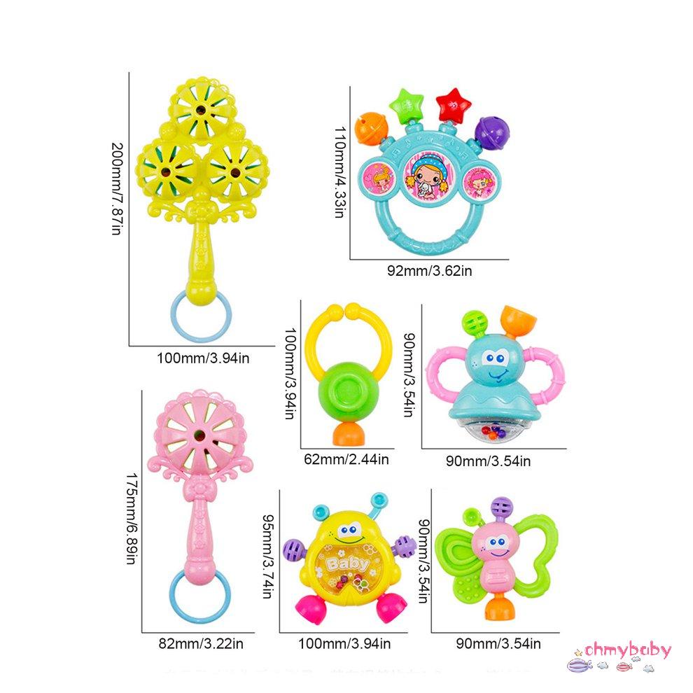 [Trong kho] 7 Cái/bộ Đồ Chơi Trẻ Em Cầm Tay Lắc Chuông Thú Vị Giáo Dục Lục Lạc Màu Sắc An Toàn Quà Tặng Cho [P/16]