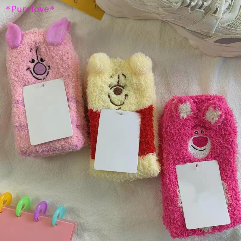 DISNEY Vớ Ngủ Vải Lông Cừu San Hô Dày In Hoạt Hình Gấu Tigger / Heo / Dâu Tây Dễ Thương Cho Nữ Mới