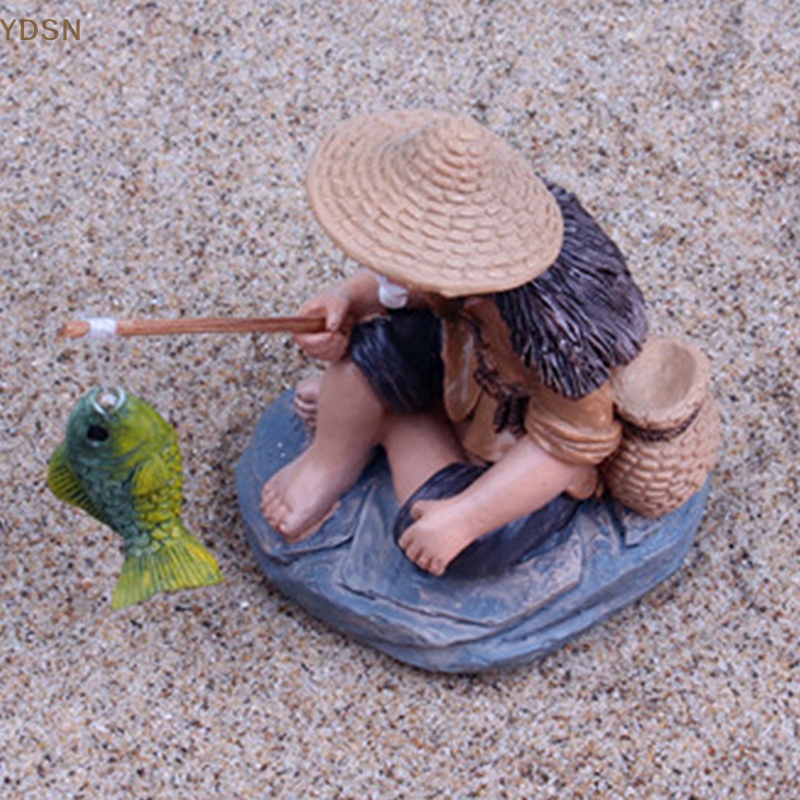 [YDSN] Tượng Ông Già Câu Cá Bằng Nhựa Resin Trang Trí Tiểu Cảnh Sân Vườn