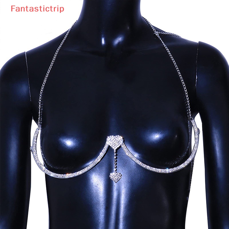 [Fantastictrip] Dây Xích Đeo Ngực Đính Đá Hình Trái Tim Gợi Cảm Hỗ Trợ Đeo Bikini Đi Tiệc Tùng Cho Nữ