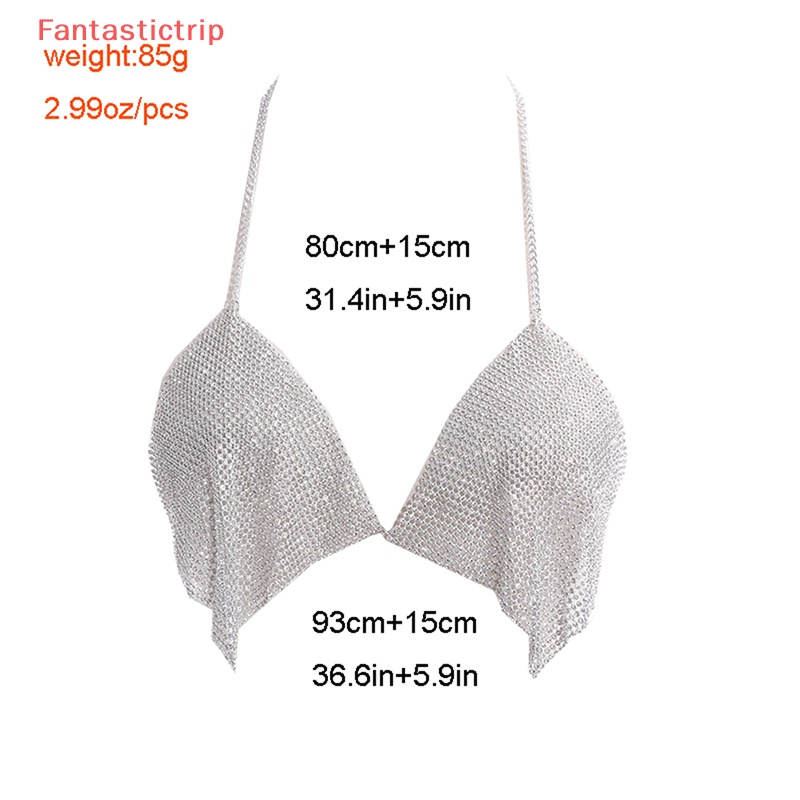 [Fantastictrip] Áo Crop Top Dây Xích Đeo Ngực Đính Đá Hở Lưng y2k Thời Trang Dự Tiệc Tùng Cho Nữ Camiseta Mujer Camis Mới