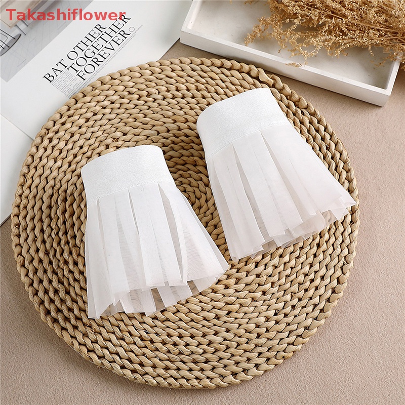 1 Cặp Cổ Tay Áo Rời Phối Ren Màu Trơn Thời Trang Cho Nữ