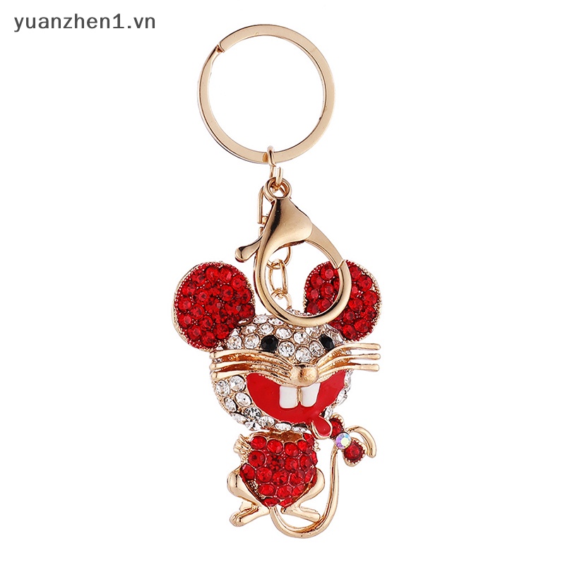 Móc Khóa Hình Chuột Đính Đá Nhiều Màu Sắc Dễ Thương