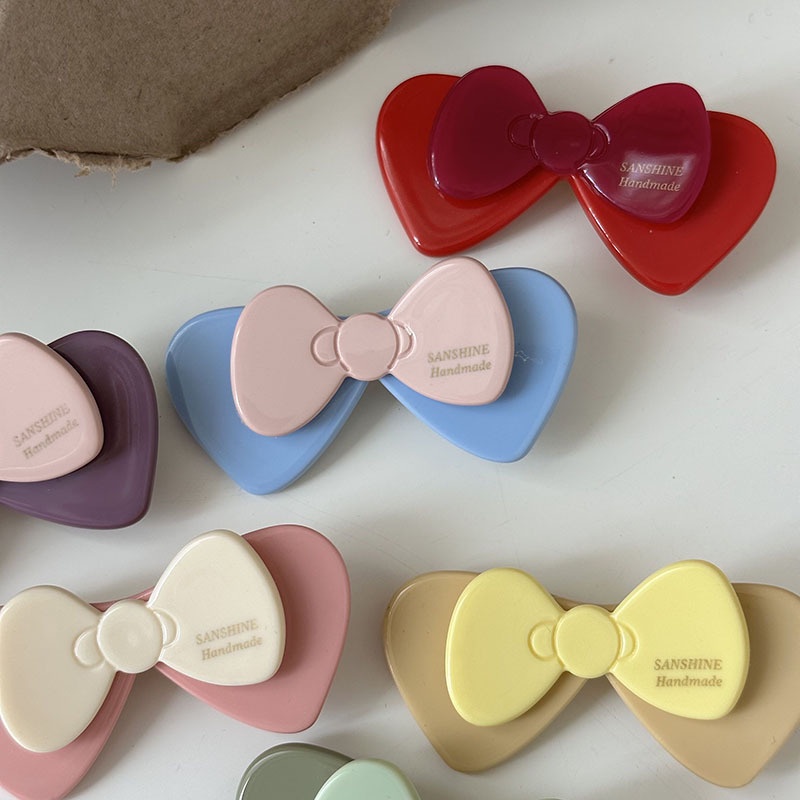 Kẹp Tóc Hình Nơ Màu Vàng Phong Cách Hàn Quốc Dễ Thương Cho Nữ