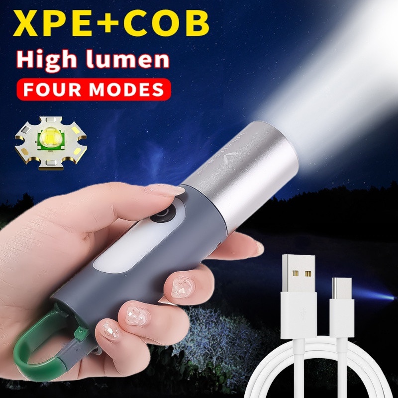 Đèn pin mạnh Đèn pin Laser Đèn pin sạc USB Đèn pin cầm tay đèn Led cắm trại công suất cao Đèn pin siêu sáng chống nước ngoài trời