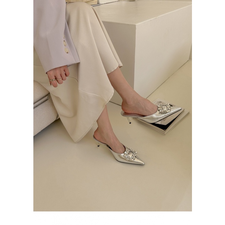 Duoya Tóc Thẳng ~ [Hàng Có Sẵn] Sandal Cao Gót Đính Đá Sang Trọng Cho Mẹ Và Con Gái