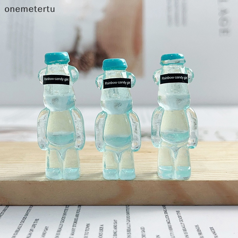Onemetertu Bộ 5 Phụ Kiện Trang Trí Điện Thoại Hình Gấu Dạ Quang DIY Bằng Nhựa Resin