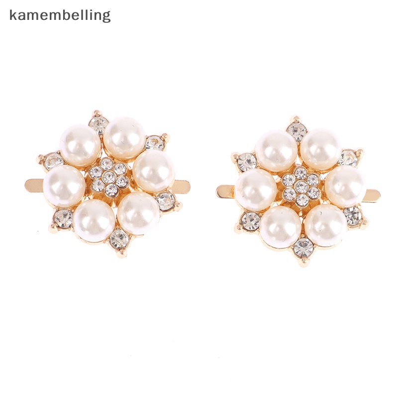 Kamembelling 1 Phụ Kiện Khóa Kẹp Giày Cao Gót Đính Đá Ngọc Trai Cho Nữ