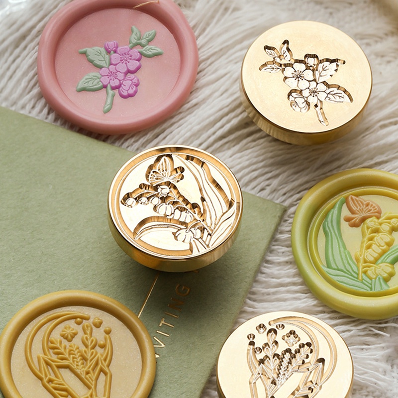 Plant Series Wax Stamp DIY Seal Wax Stamp Thiệp mời đám cưới Wax Stamp Head Album Đặc biệt Stamp