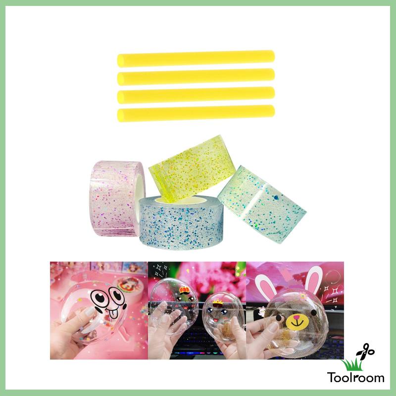 Bộ 4 Cuộn Băng Dính Nano Lấp Lánh Trong Suốt Dùng Trang Trí Thủ Công DIY