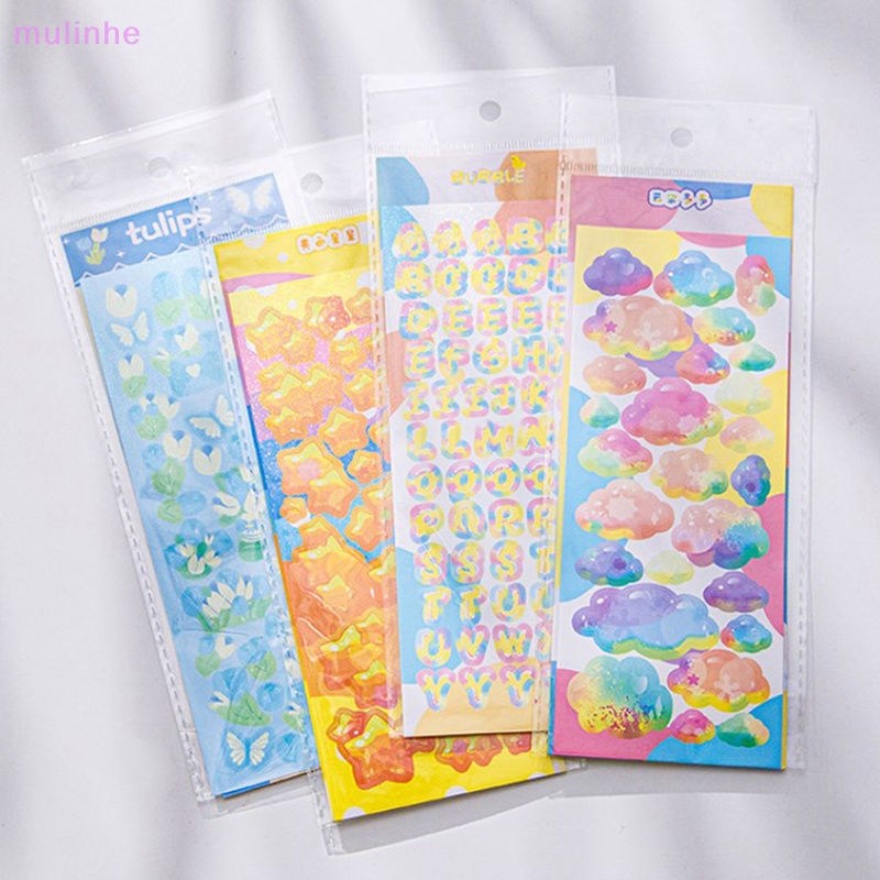 Mulinhe Set 4 Miếng Dán Chủ Đề Bong Bóng Goo DIY Trang Trí Sổ Tay Điện Thoại Album Ảnh