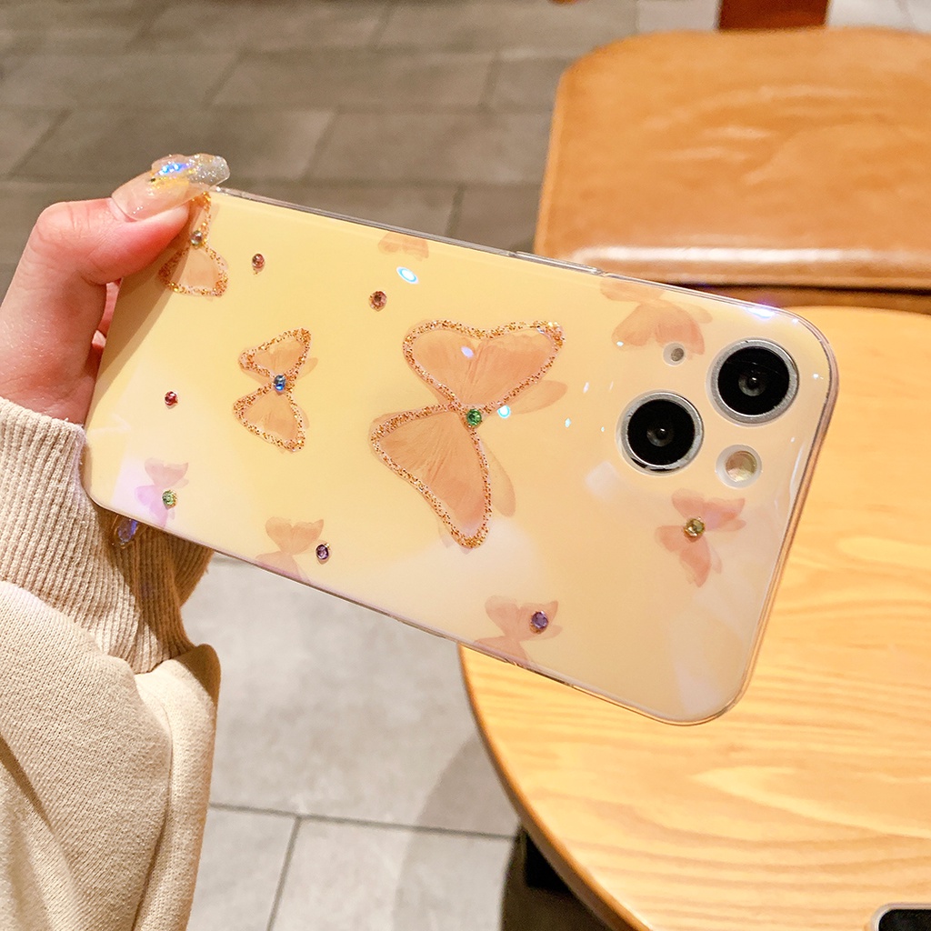 Ốp Điện Thoại TPU Chống Sốc Họa Tiết Bướm Vàng Cho IPhone 14 13 12 11 Pro MAX 14 Plus X XR XS MAX 7 8 Plus