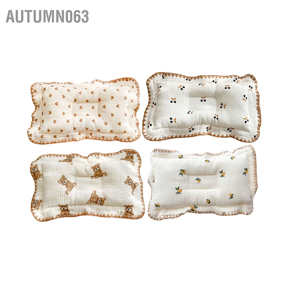Autumn063 Gối Định Hình Đầu Cho Bé Hoạt Thiết Kế Phối Ren Thoáng Khí Thoải Mái Trẻ Sơ Sinh Từ 0 Đến 6 Tháng Tuổi