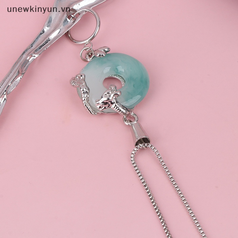 Kẹp Tóc Chuỗi Xích Kim Loại Đính Ngọc Bích Thời Trang Cho Nữ