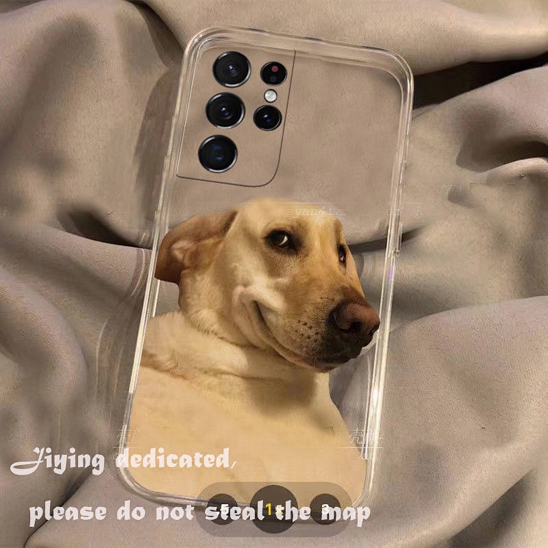 Oblique Eye Dog Samsung S21 Ultra 5G Phone Case Internet Celebrity Minimalist Cartoon Drop-Resistant Soft and Cute Silicone Ultra-Thin dOBU