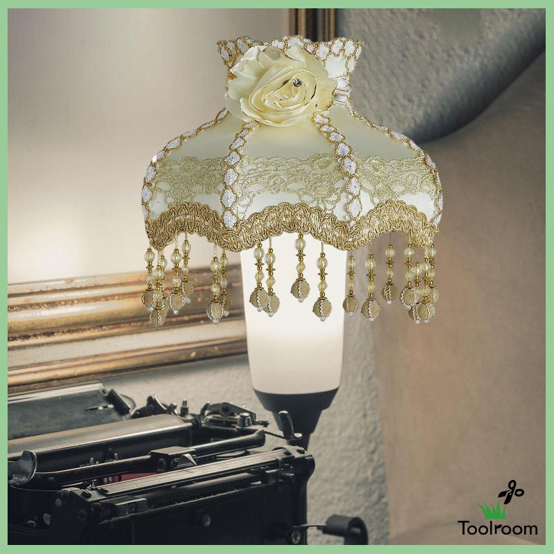 Chụp Đèn E27 [Toolroom] Bằng Vải Viền Tua Rua Phong Cách Cổ Điển Cho Đèn Bàn E27