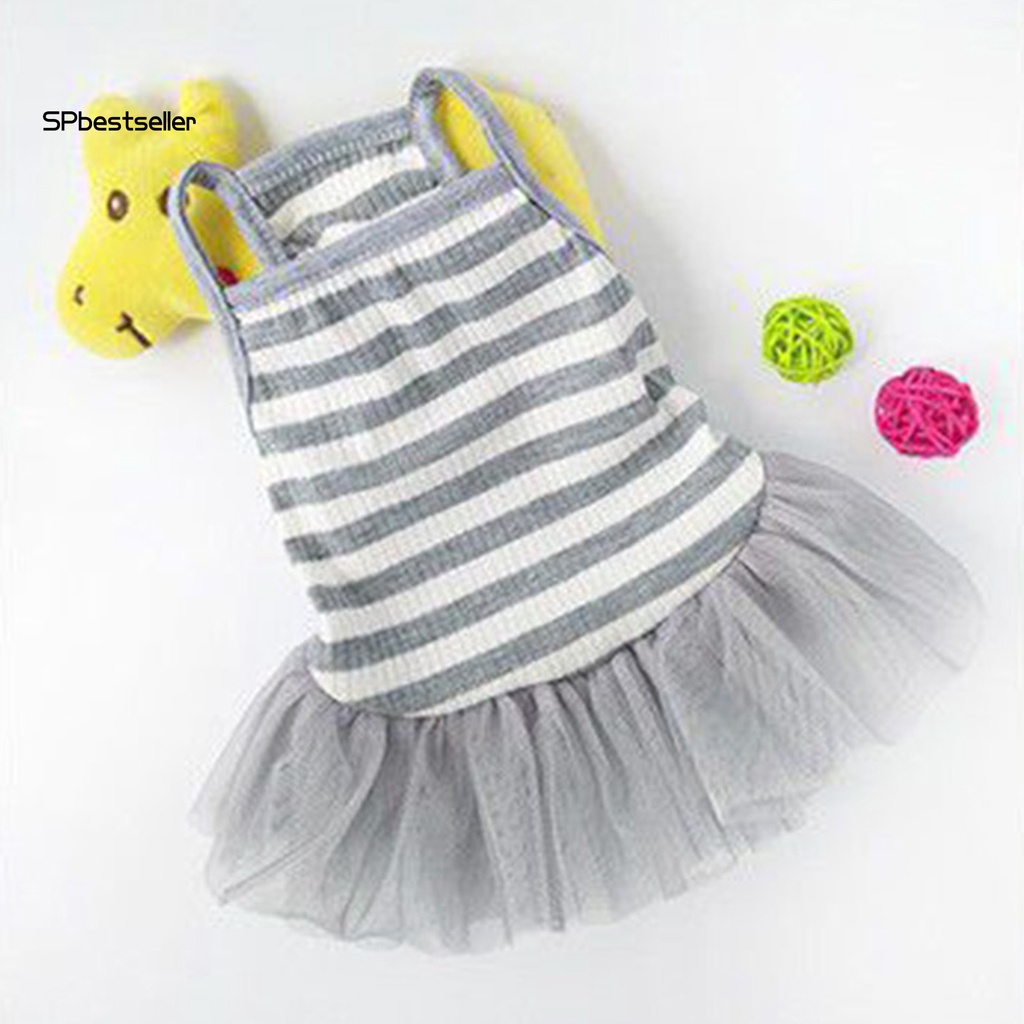 Spbestsellkr Đầm Cotton Mỏng Kẻ Sọc Tinh Tế Đáng Yêu Cho Thú Cưng Hàng Ngày