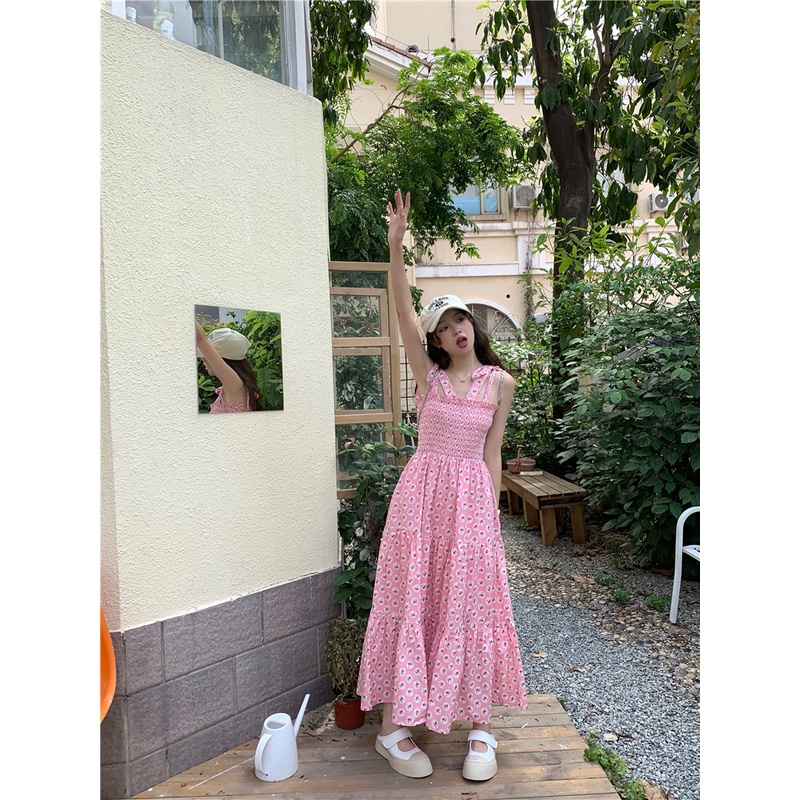 Đầm Hoa Dáng Dài Hở Vai Thời Trang Mùa Hè Xinh Xắn Cho Nữ