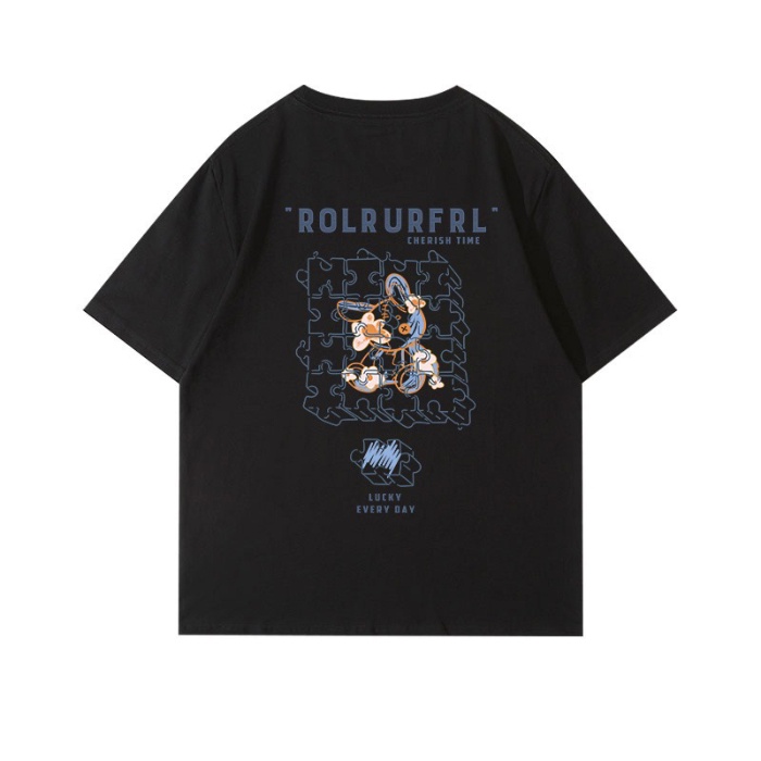 Áo Thun 100% Cotton Tay Ngắn Cổ Tròn In Họa Tiết Phong Cách Hàn Quốc Cho Nữ