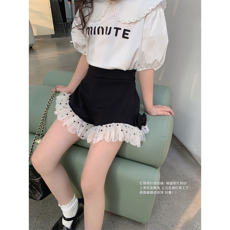 Hàng Mới Về Quần Short Viền Ren Nhún Bèo Dễ Phối Đồ Thời Trang Mùa Hè Cho Bé Gái