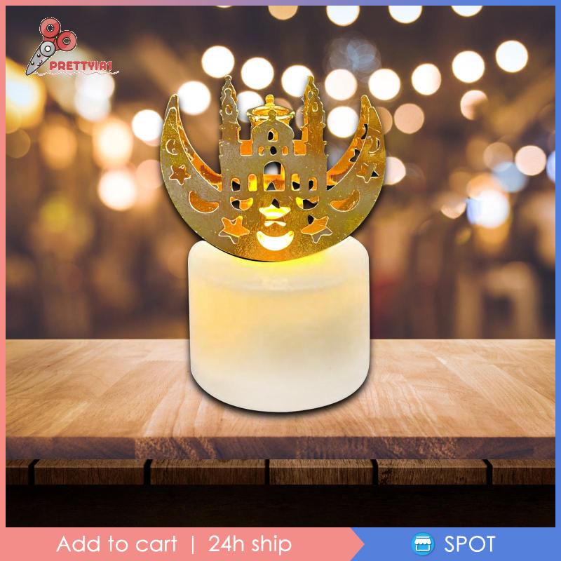 [Prettyia1] Đèn LED Hình Nến Eid Mubarak Trang Trí Bàn Trang Trí