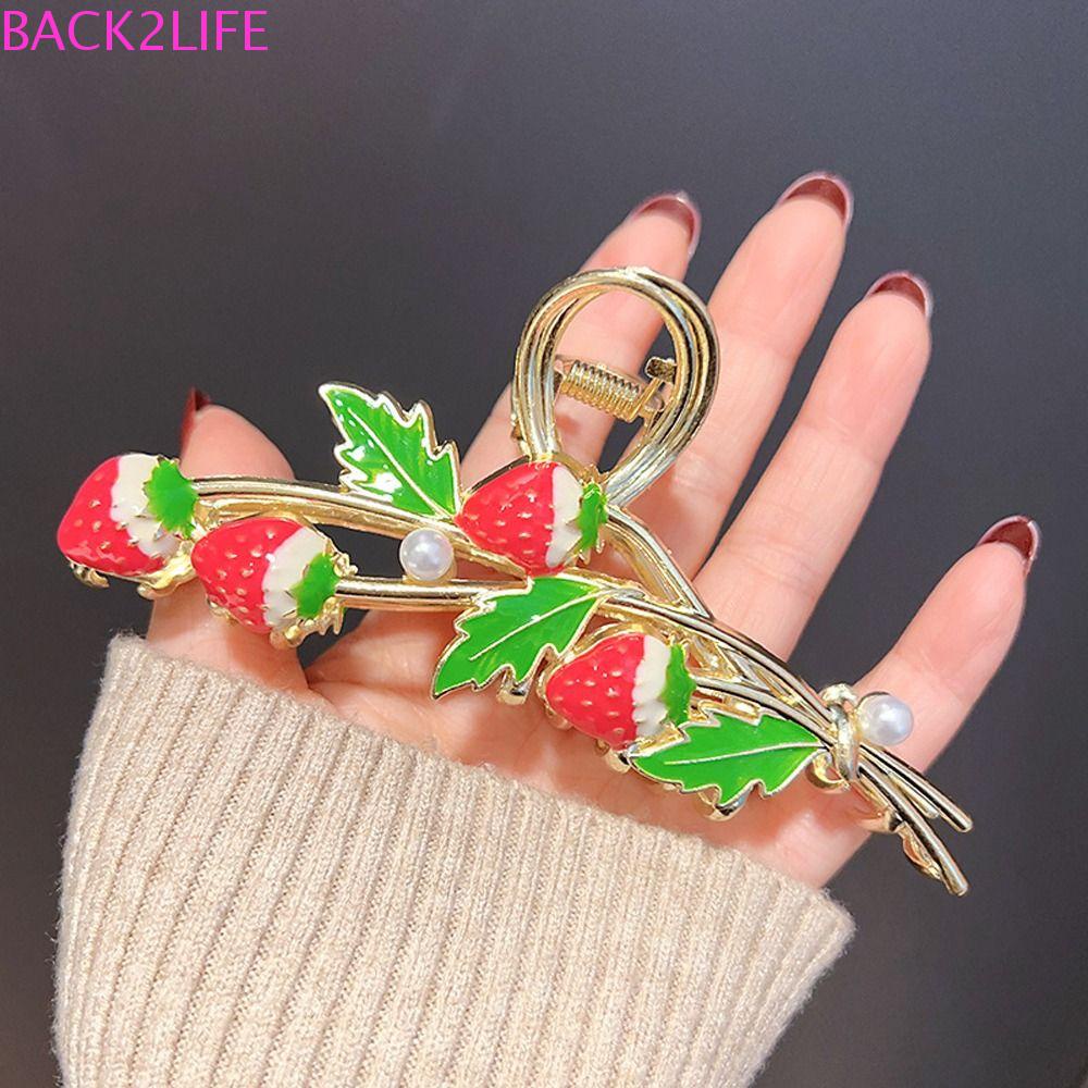 Kẹp Tóc Càng Cua Hình Trái Dâu Tây Cỡ Lớn Thanh Lịch Cho Nữ BACK2LIFE